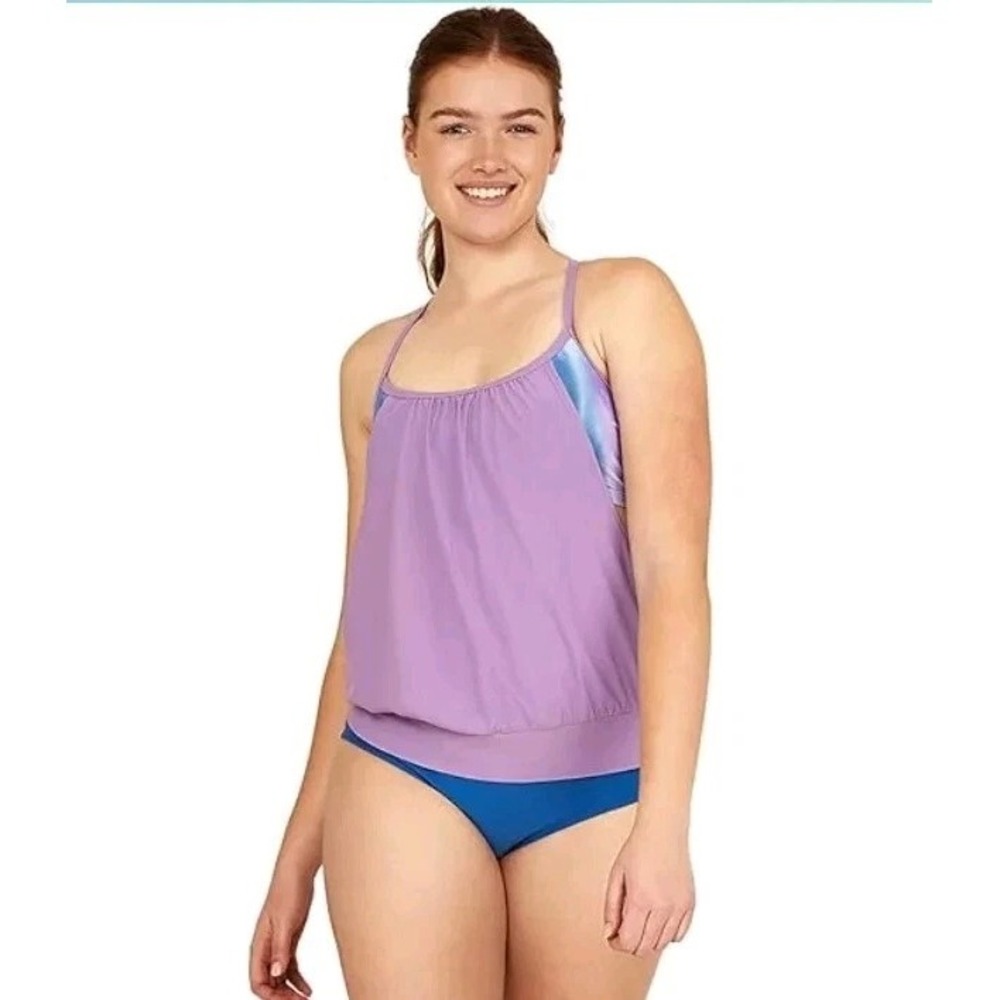 Speedo Women Fairy Wren Blouson Tankini Swim Top XL Racerback NWT